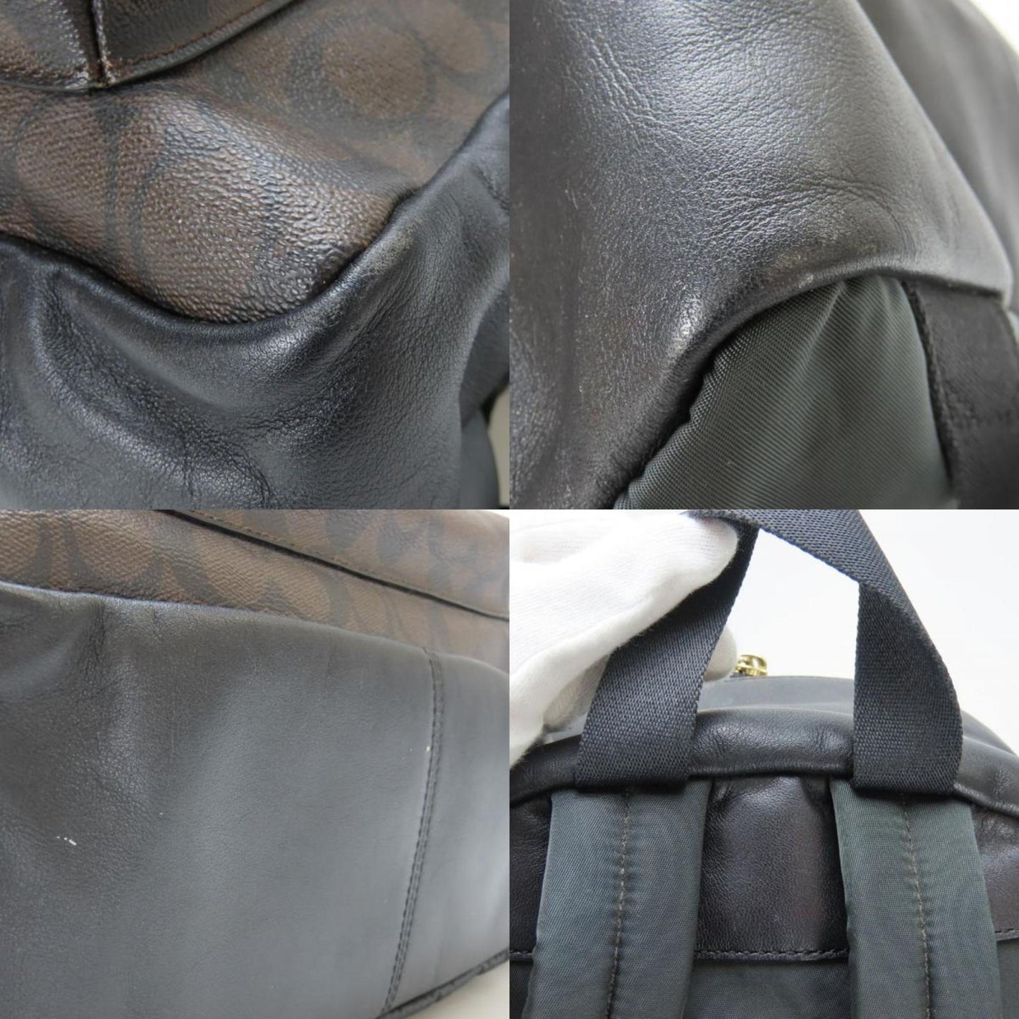 Coach Backpack/Daypack F58314 Signature Leather Dark Brown Black