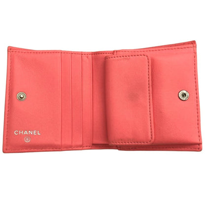 Chanel Matelasse Coco Mark Star Small Wallet Bi-Fold Lambskin Ap3726 Pink