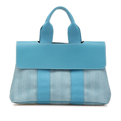 Hermes Herms Valparaiso Pm Handbag In Blue Jean Toile Chevron Leather