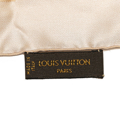 Louis Vuitton Monogram Scarf Muffler Beige Silk