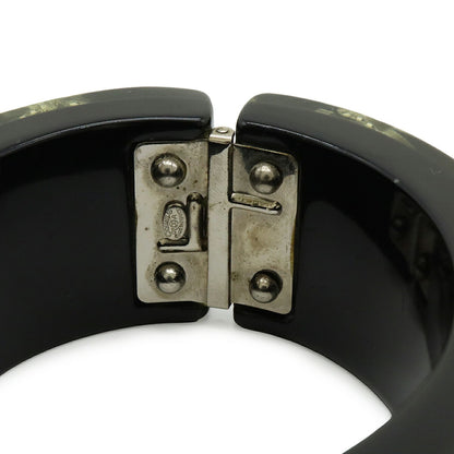 Chanel Bangle Bracelet Coco Mark Rhinestone Resin Black 07 A