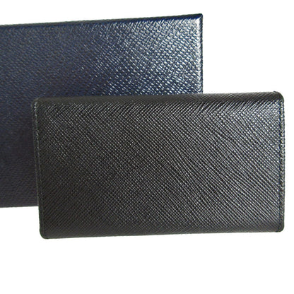 Prada Key Case Ribbon Leather Metal Black Gold