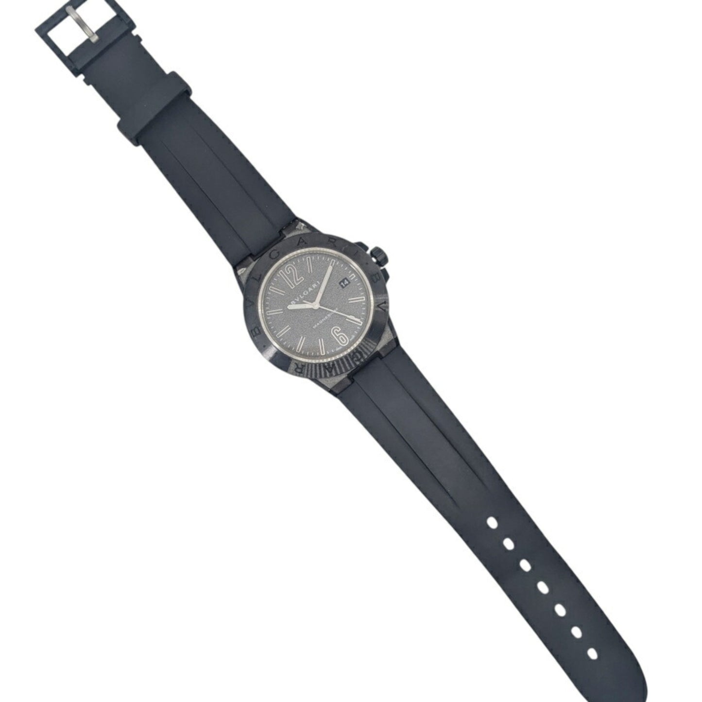 Bvlgari Diagono Magnesium Date Ceramic Gray Dial Rubber Black Automatic