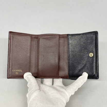 Chanel Matelasse Tri-Fold Wallet In Caviar Leather