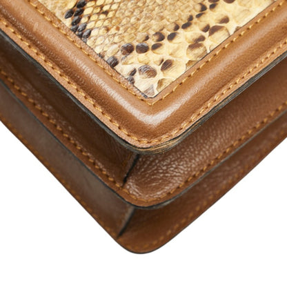 Saint Laurent Python-Embossed One-Shoulder Bag In Brown Leather