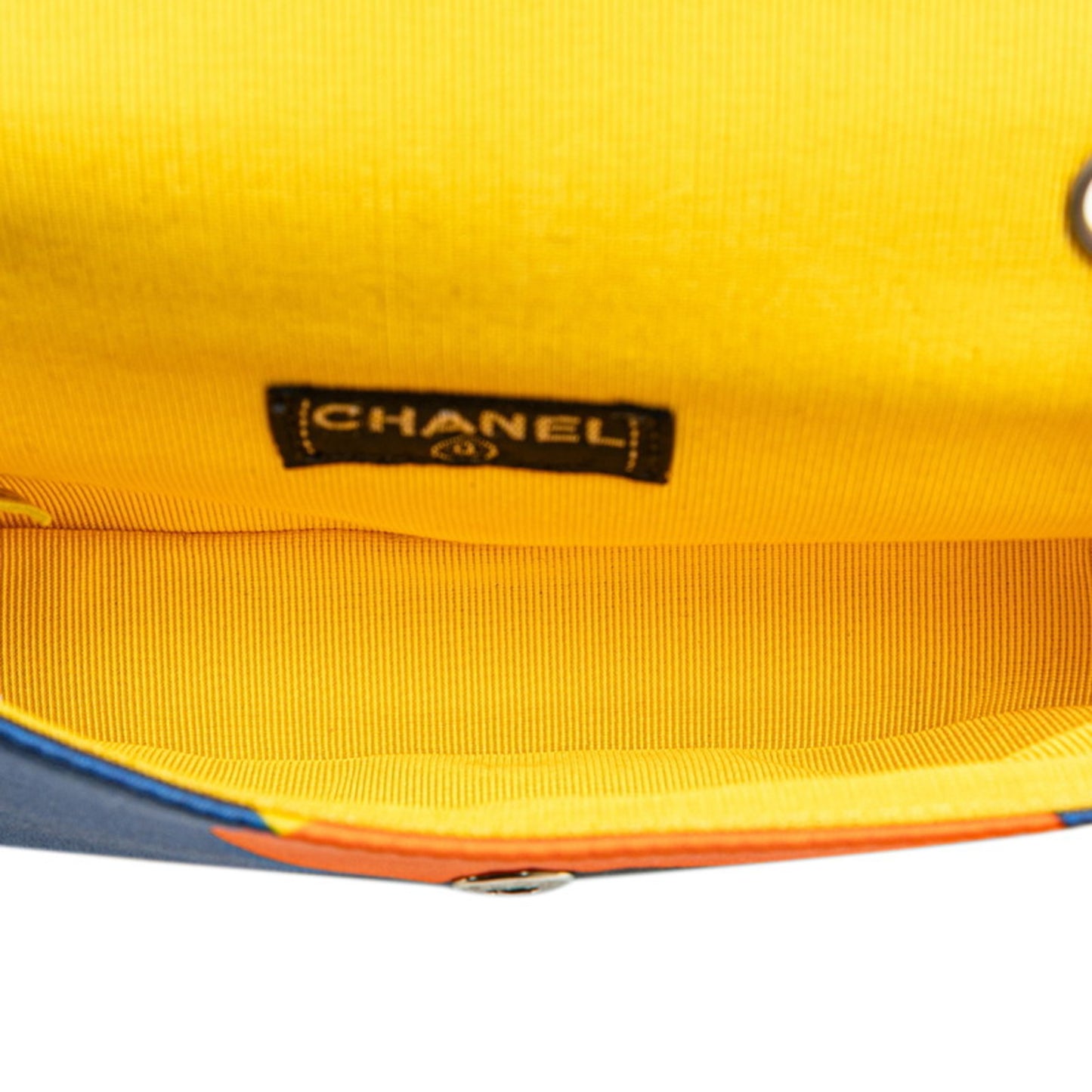 Chanel Coco Mark Print Mini Chain Shoulder Bag In Blue Multicolored Satin