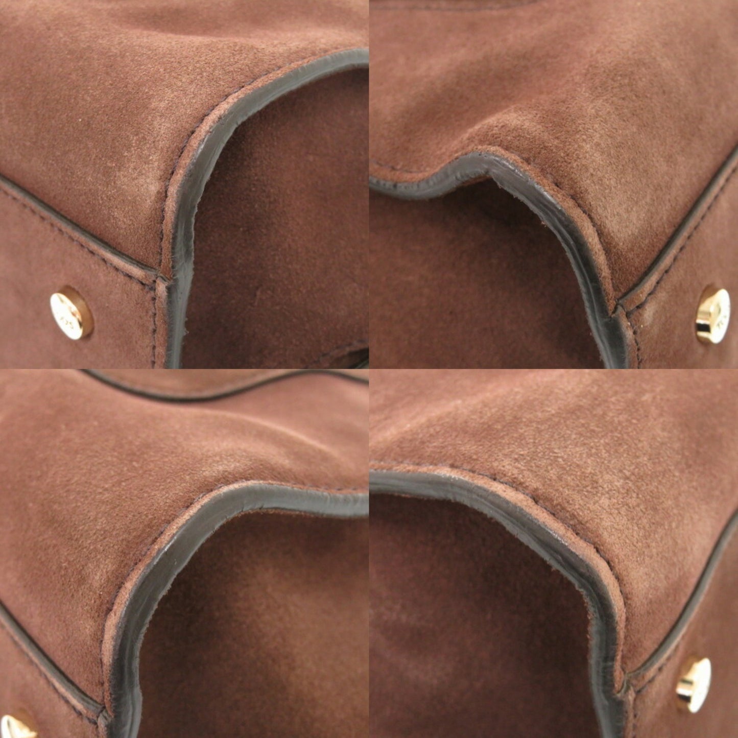 Tod'S Double T Suede Leather Brown Handbag Shoulder Bag 1307Tod'S