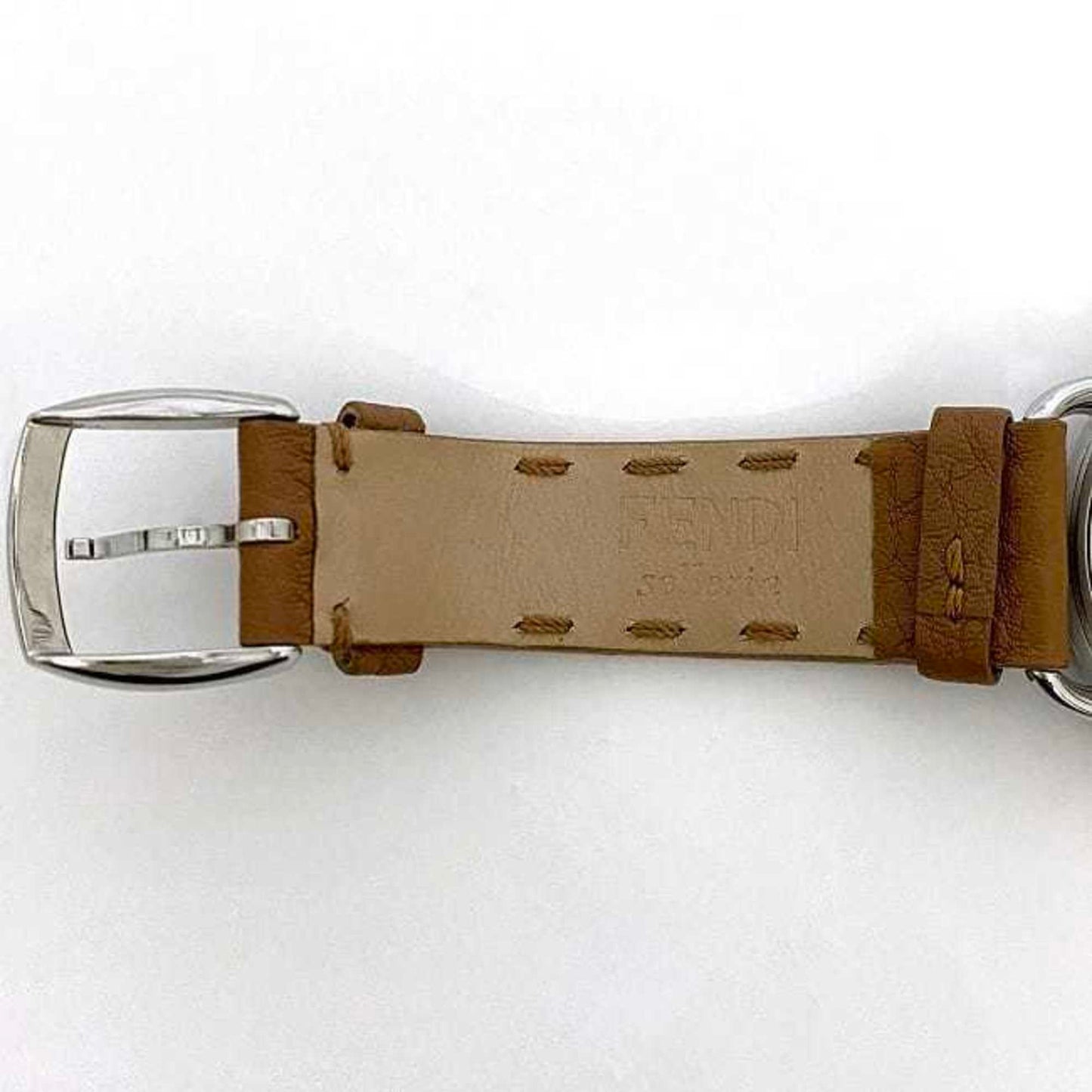 Fendi Watch F-22251 White Shell Brown Silver Selleria 80200M Ss Leather Quartz Fendi Battery