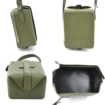 Valextra Shoulder Bag Trick Track Leather Khaki