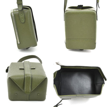 Valextra Shoulder Bag Trick Track Leather Khaki