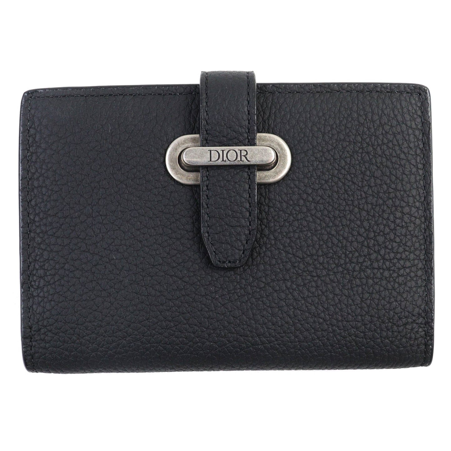 Christian Dior Dior 2Llch187Ken Dior Normandie Logo Leather Card Holder/Card Case In Black With