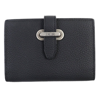Christian Dior Dior 2Llch187Ken Dior Normandie Logo Leather Card Holder/Card Case In Black With