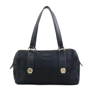 Gucci Handbag Canvas Leather Black Gold