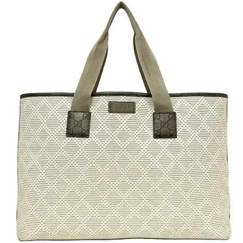 Gucci Tote Bag Ec-23661 White Beige Khaki Shimmer Line 289626 Pvc Leather 498879 Gucci