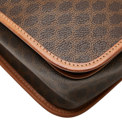 Celine Macadam Crossbody Shoulder Bag In Brown Leather