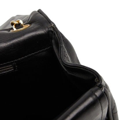 Chanel Matelasse Coco Mark Chain Shoulder Bag Handbag Black Lambskin