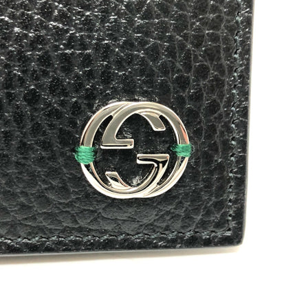 Gucci 610466 Interlocking G Folded Wallet Black Silverhardware