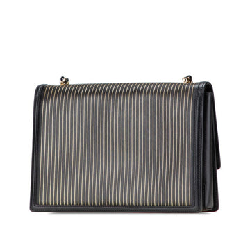 Salvatore Ferragamo Vara Ribbon Stripe Chain Shoulder Bag In Black