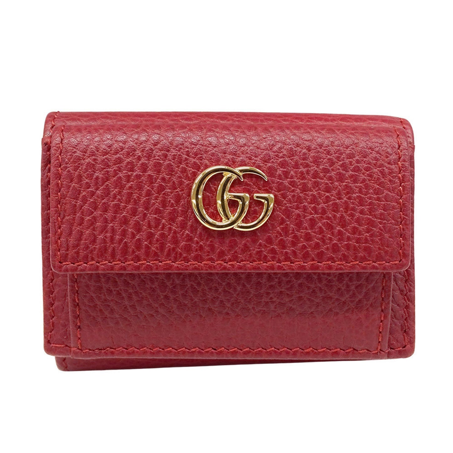 Gucci Women'S Petit Marmont Tri-Fold Wallet In Red Leather (523277) - Compact Mini Wallet