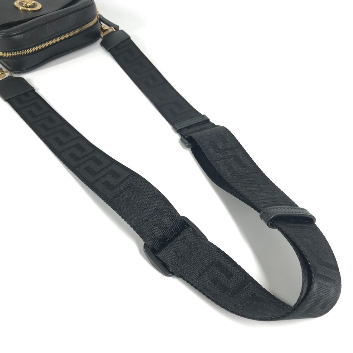 Versace Medusa Logo Pochette Shoulder Bag In Black Leather