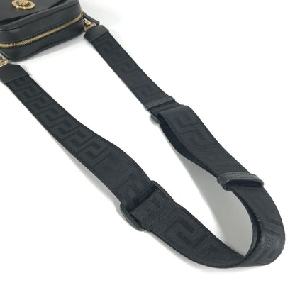 Versace Medusa Logo Pochette Shoulder Bag In Black Leather