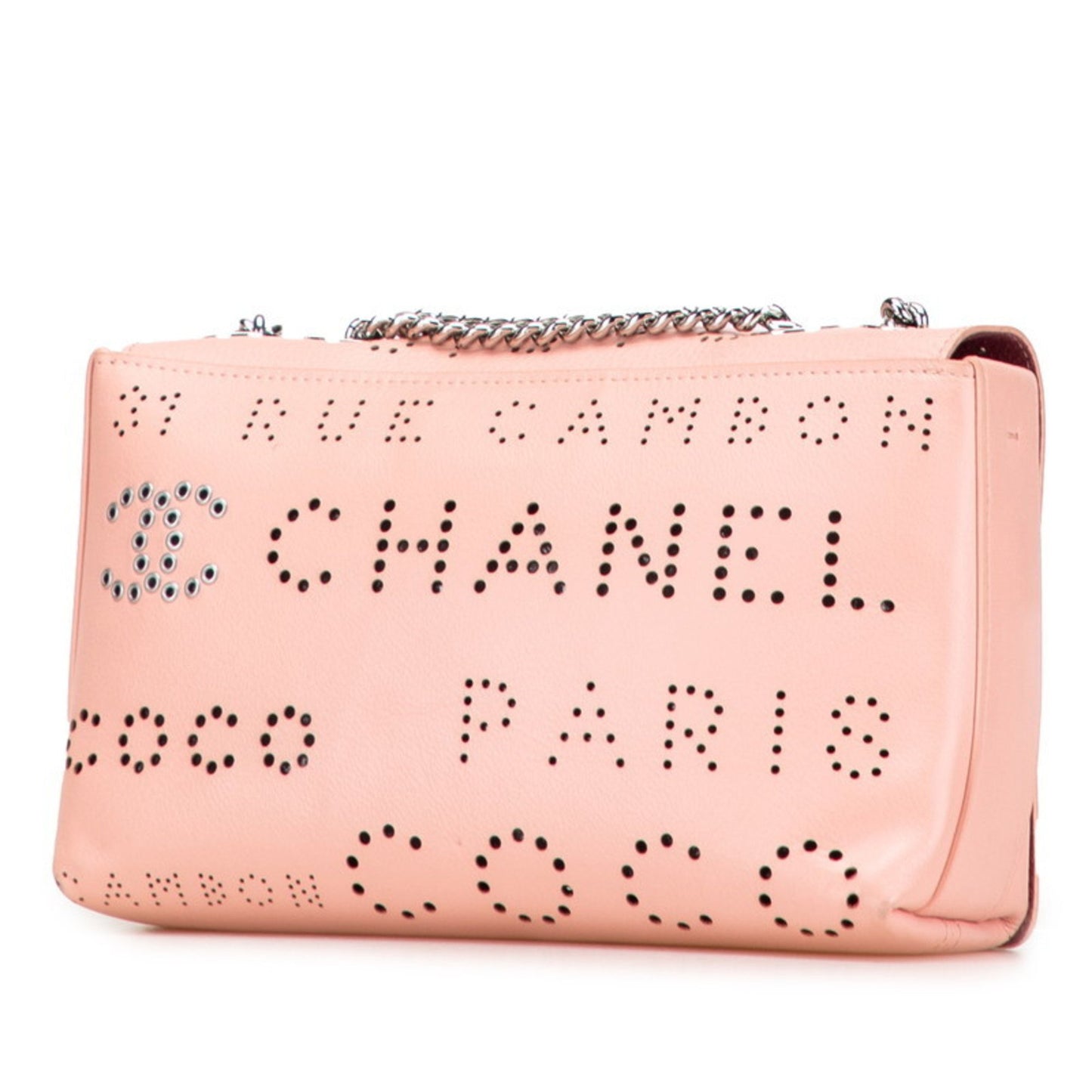 Chanel Perforated Coco Mark Chain Shoulder Bag Pink Leather