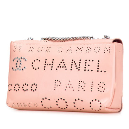 Chanel Perforated Coco Mark Chain Shoulder Bag Pink Leather