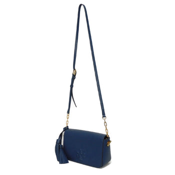 Tory Burch Thea Mini Shoulder Bag Tassel Crossbody Unused Double T Embossed Royal Navy 67303