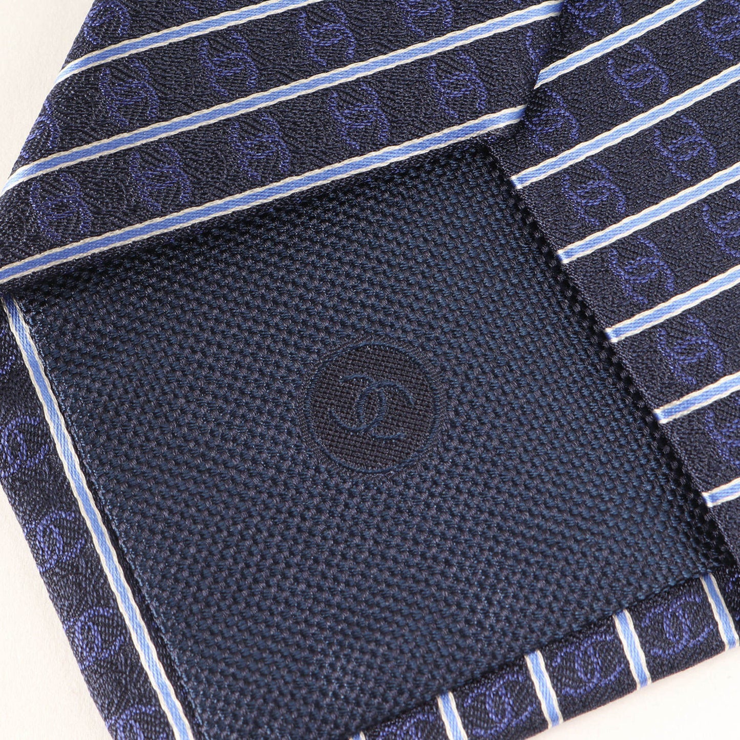 Chanel Coco Mark Regimental Stripe Silk Tie