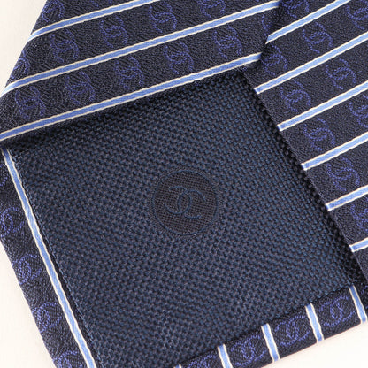 Chanel Coco Mark Regimental Stripe Silk Tie