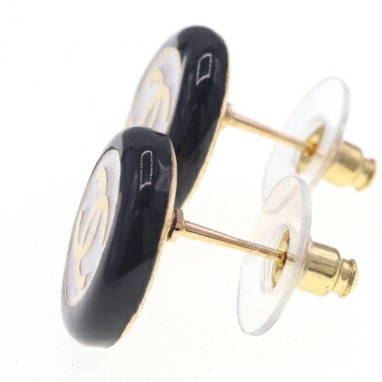 Chanel Earrings Coco Mark Circle Bicolor Abc997 Black White B24P 2024 Model Round