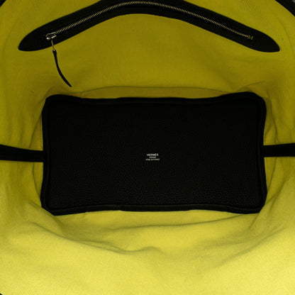 Hermes Pur Sangle Handbag Tote Bag Yellow Black Canvas Taurillon Clemence