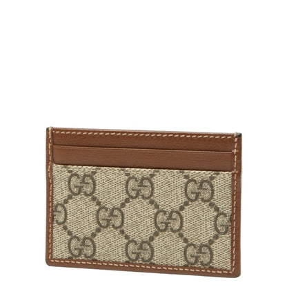 Gucci Gg Supreme Business Card Case 673002 Beige Brown Leather
