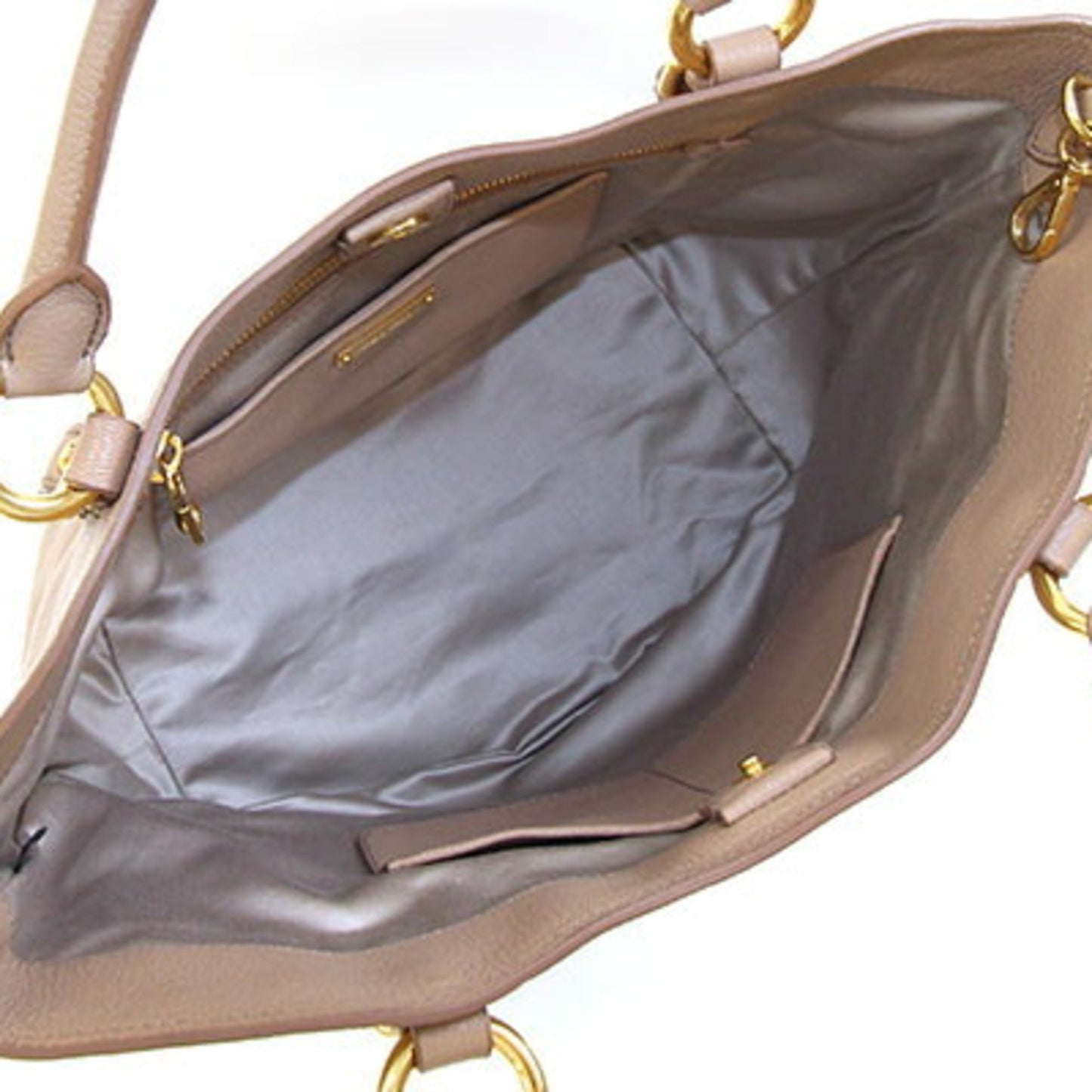 Miu Miu Miu Madras Handbag Rn0886 Dark Beige Leather Shoulder Bag