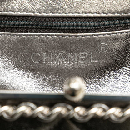 Chanel Matelasse Coco Mark Clasp Chain Shoulder Bag In Silver Lambskin
