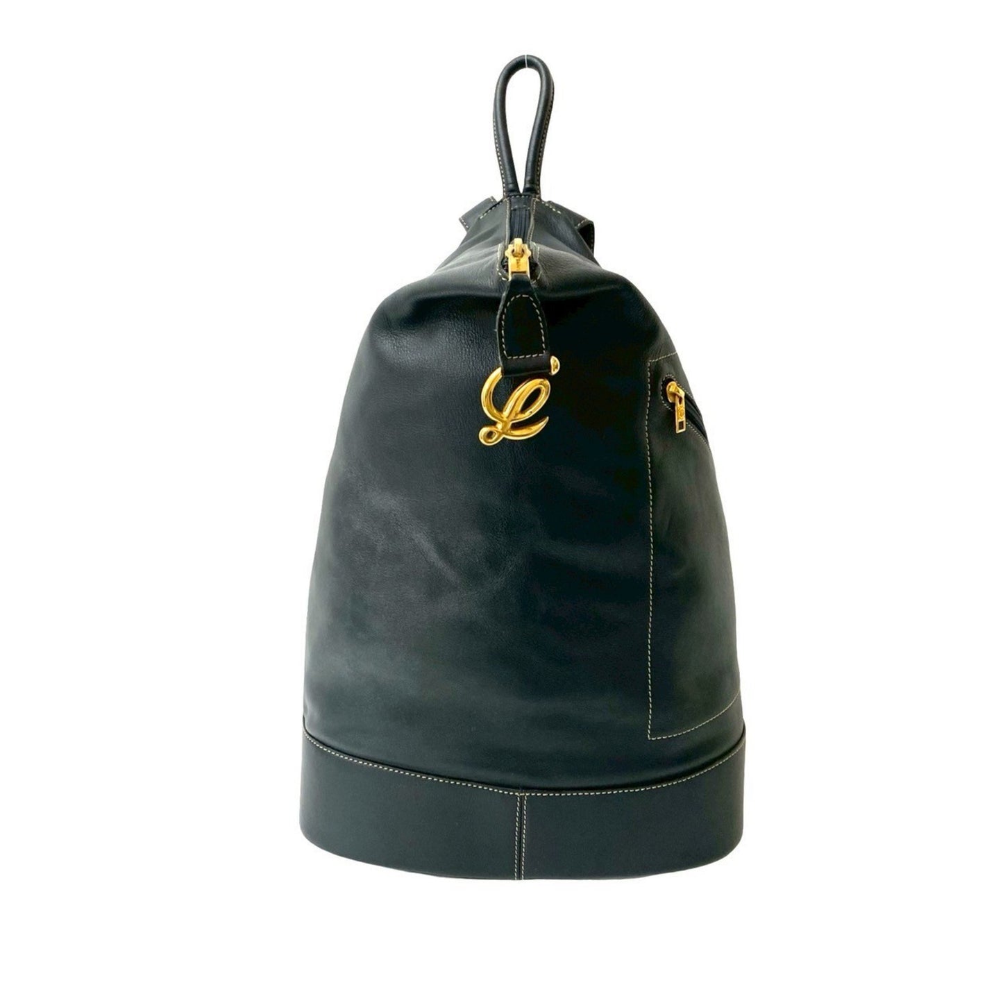 Loewe Anton Anagram Logo Leather Backpack Daypack Navy 08669
