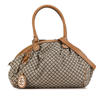 Gucci Diamante Sukey Handbag Shoulder Bag 223974 Beige Brown Canvas Leather