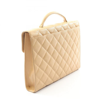 Chanel Matelasse Briefcase Bag In Calfskin Leather (Beige)