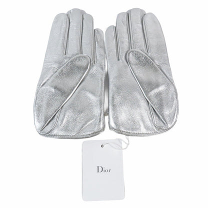 Christian Dior Lamb Leather Gloves With Logo And Pearl Chain Charm