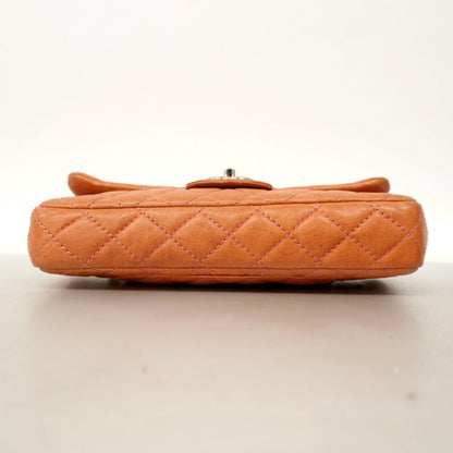 Chanel Shoulder Bag Matelasse W Chain Lambskin Pink