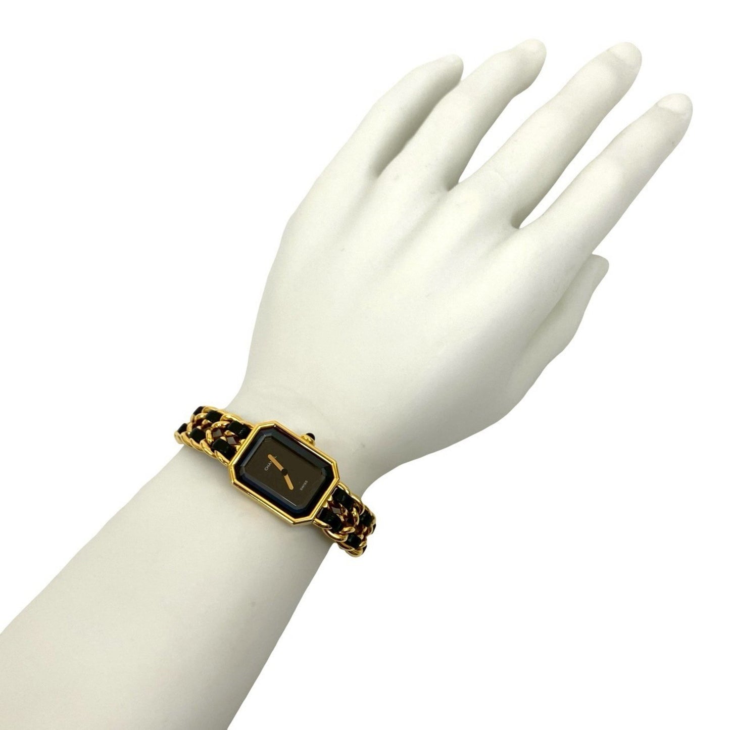 Chanel Premiere M-Size Quartz Stainless Steel Leather Wristwatch In Gold