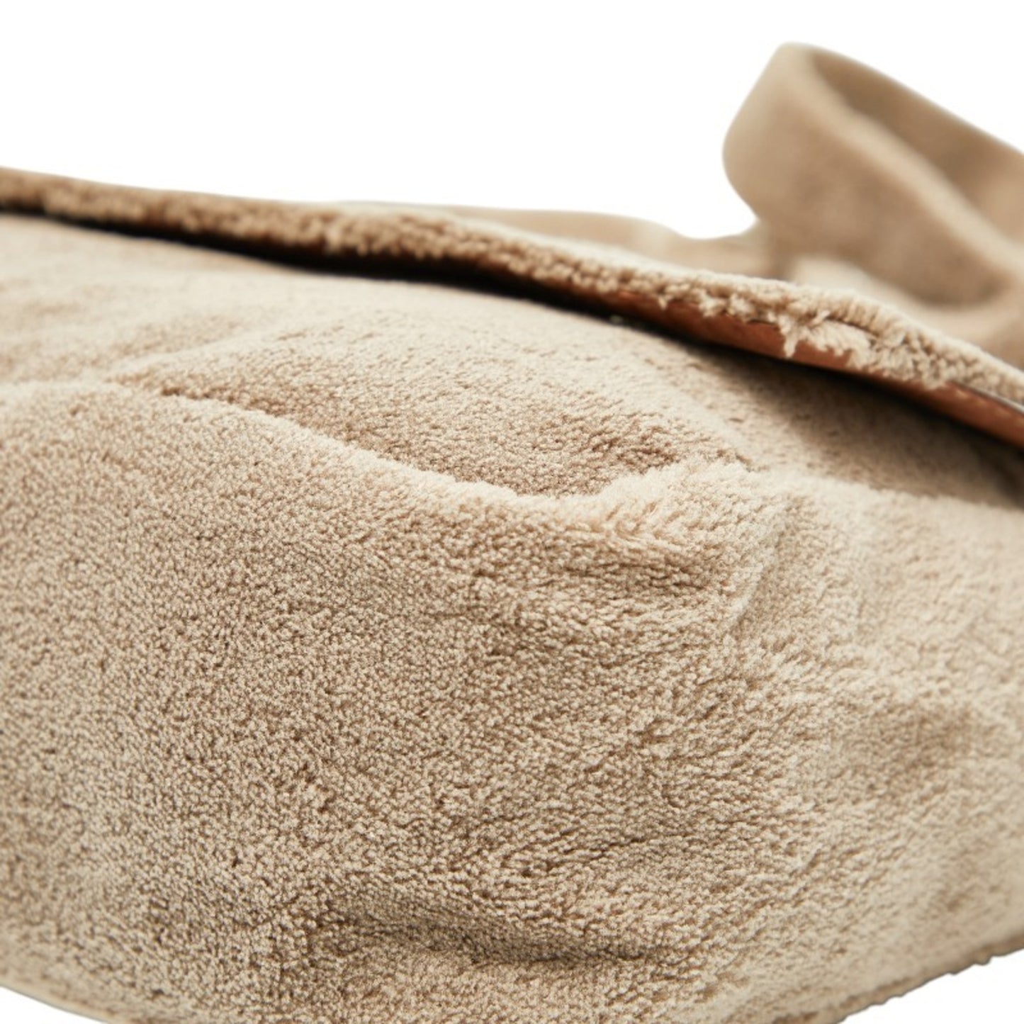 Chanel Coco Mark Novelty Crossbody Shoulder Bag In Beige And White With Pile