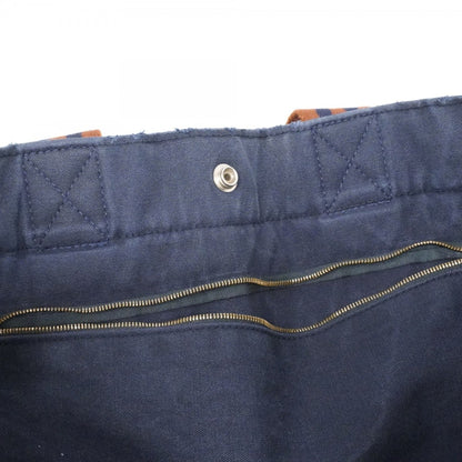 Hermes Herms Foule Tote Canvas Navy Bag
