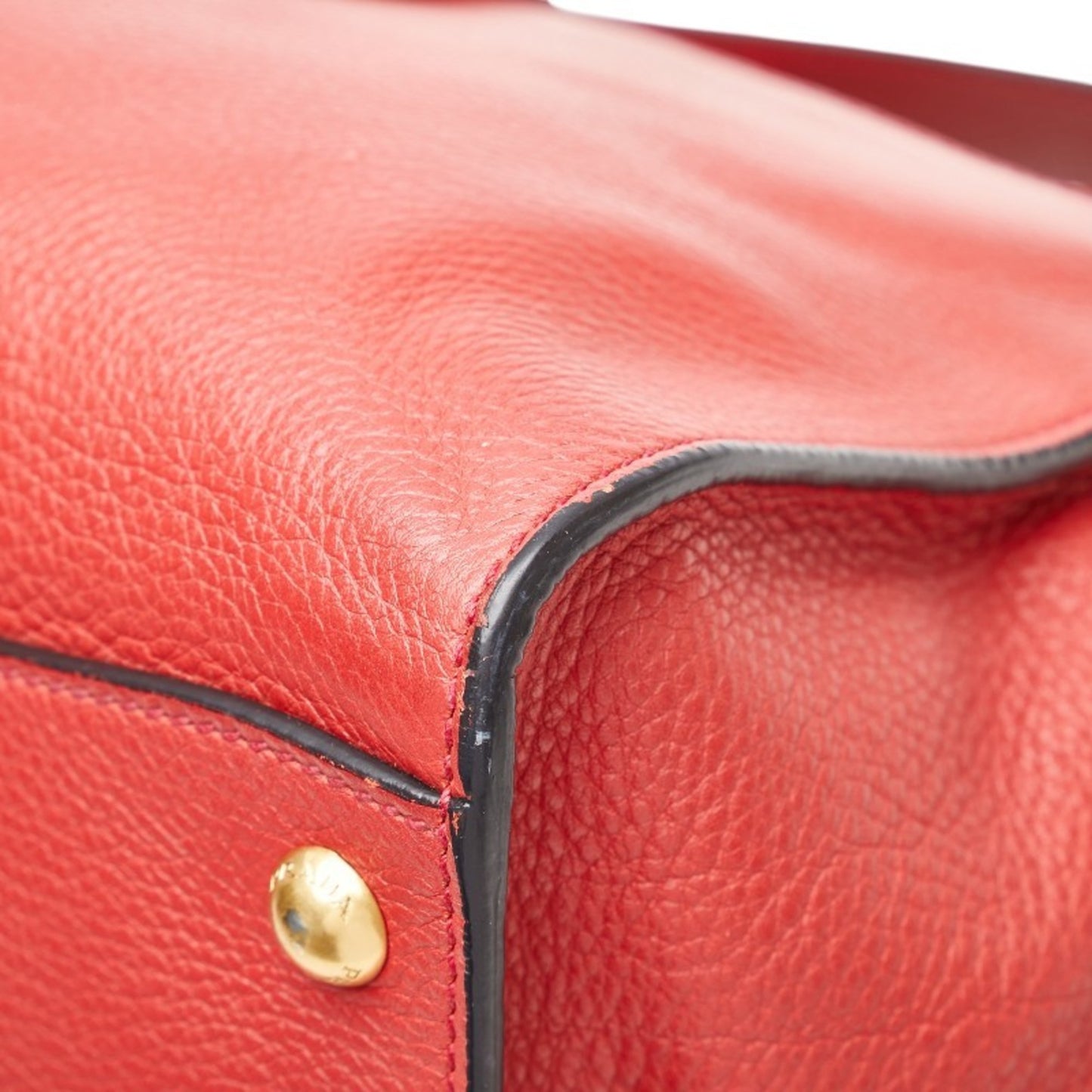 Prada 2-Way Handbag/Shoulder Bag Br5034 Red Leather