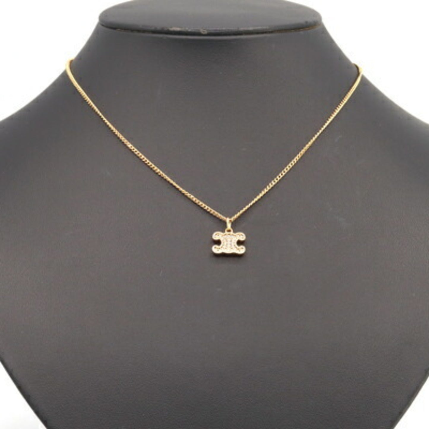 Celine Necklace Triomphe Rhinestone 460Gb6Bzi.35Or Gold Metal Pendant Choker