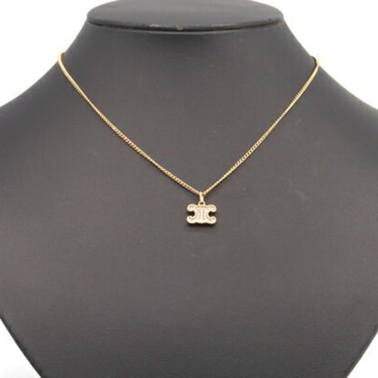 Celine Necklace Triomphe Rhinestone 460Gb6Bzi.35Or Gold Metal Pendant Choker