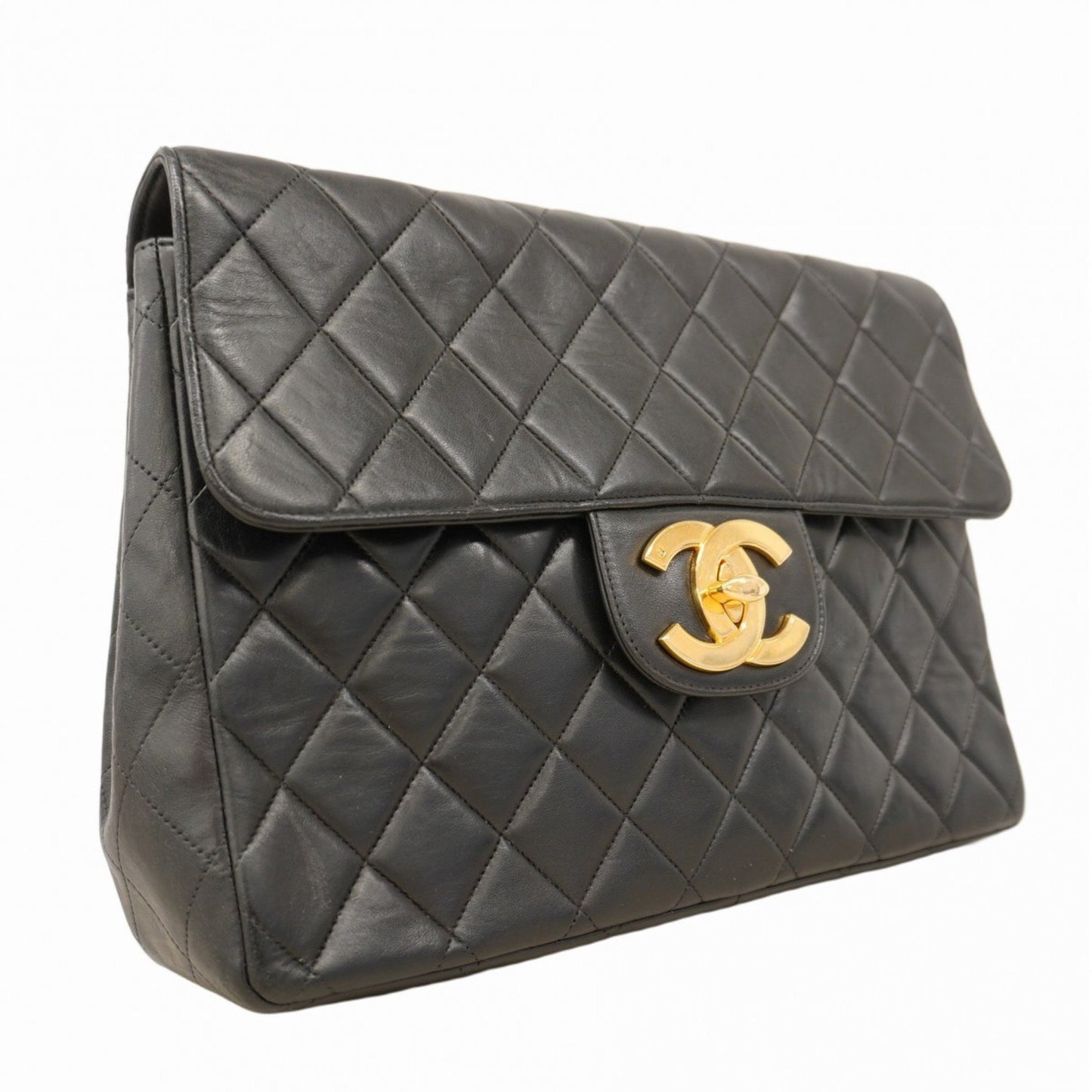 Chanel Shoulder Bag Matelasse W Chain Lambskin Black