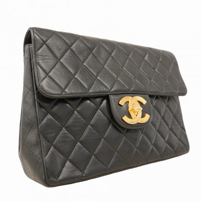 Chanel Shoulder Bag Matelasse W Chain Lambskin Black