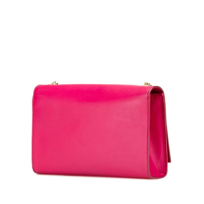 Saint Laurent Logo Tassel Chain Shoulder Bag In Pink Leather