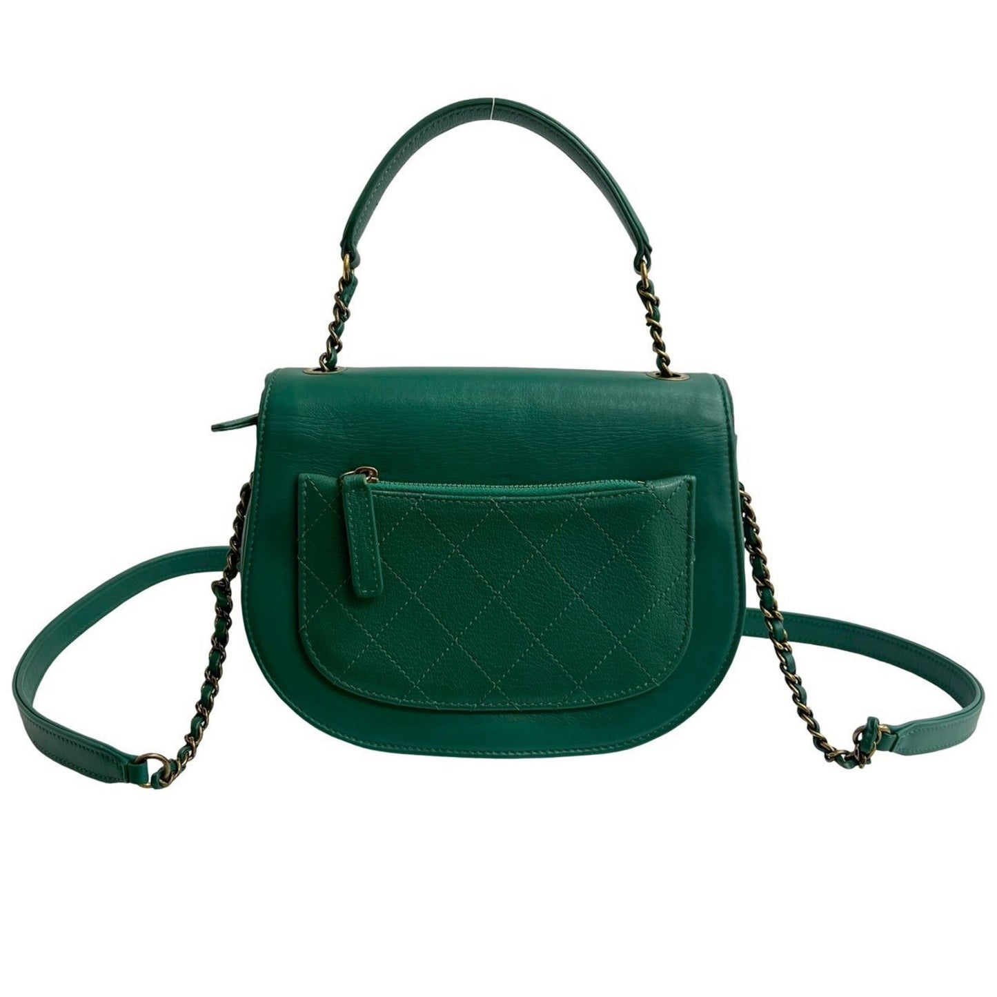 Seal No. 23 Chanel Coco Curve Deca Calf Leather Chain Shoulder Bag Green 110-3